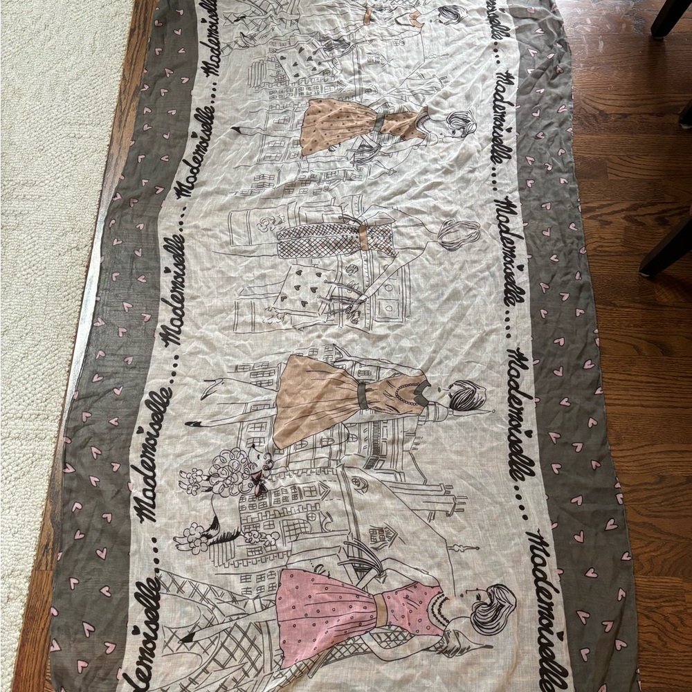 Charming Charlie Heart Print Scarf in Black and Pink